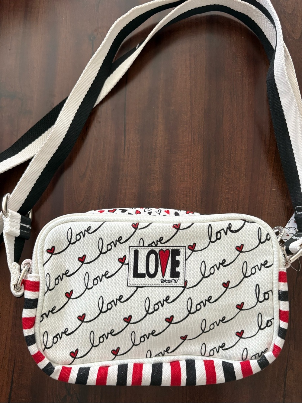 Brighton Love scroll canvas Crossbody Bag new with adjustable strap